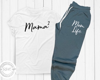 Mom of 2 coming home outfit, second baby announcement, mom life sweatpants, matching family outfits, expecting mom gift, postpartum clothes