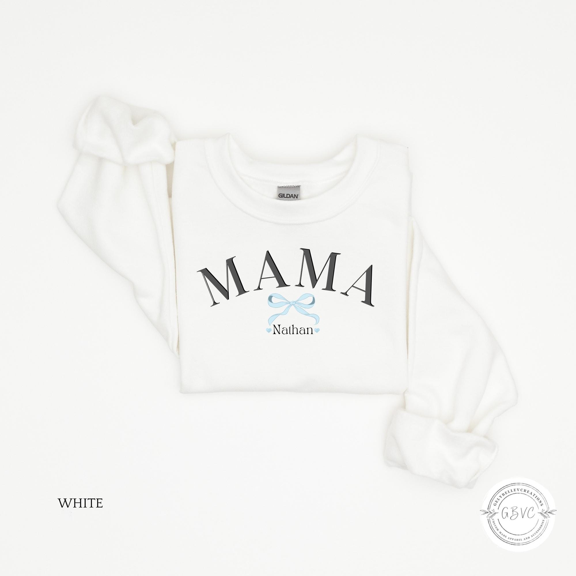 Personalized MAMA Sweatshirt with Bow & Kids Names, Custom Mom Gift, Mother’s Day Crewneck, Trendy Mom Sweatshirt