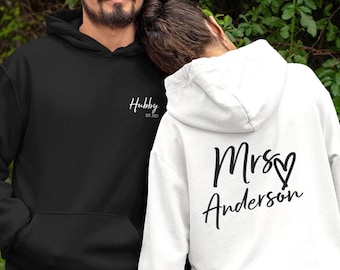 Matching Wifey Hubby Hoodies, Mr and Mrs, Honeymoon Gift
