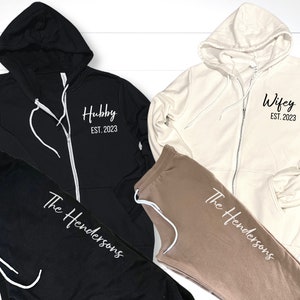 Wifey Hubby Matching Hoodie & Jogger Set: Honeymoon Outfit