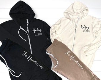 Wifey Hubby Matching Hoodie & Jogger Set: Honeymoon Outfit
