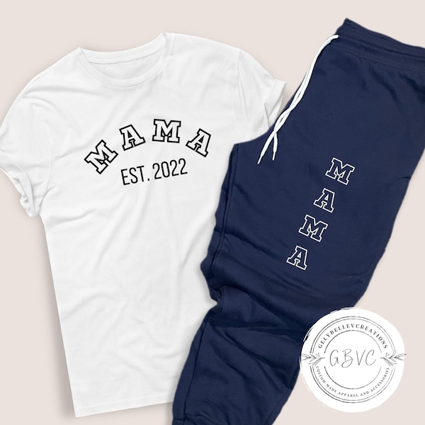 Conjunto de camiseta y pantalón deportivo personalizado para mamá: regalo para mamá primeriza, ropa de descanso posparto