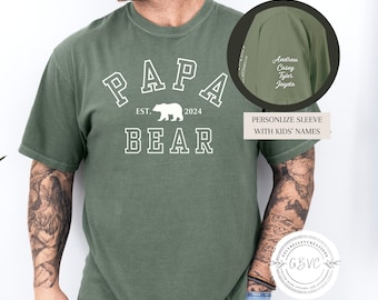 Custom 'Papa Bear' Comfort Colors Shirt: Personalized Dad Gift