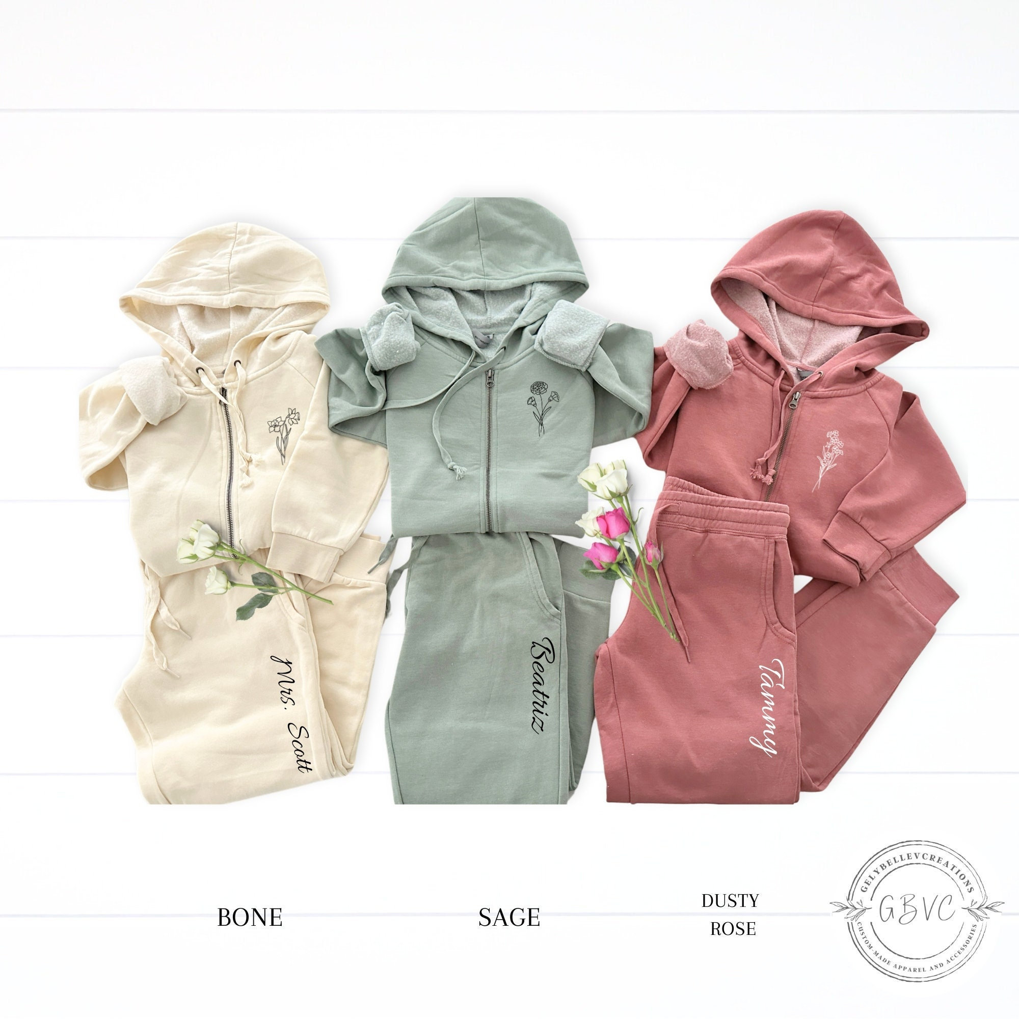 Embroidered Flower Zip Hoodie - Etsy