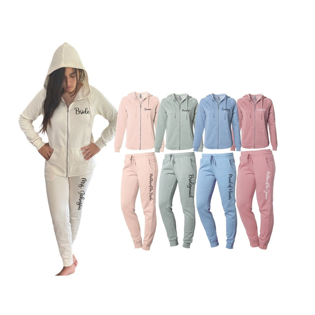 Bridal Party Zip up Hoodie Sweatpants Set: Custom Bridesmaids Gifts