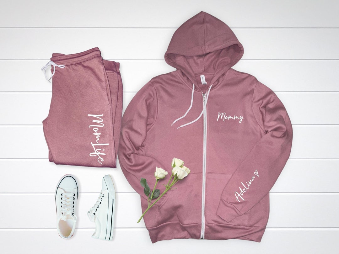 Personalized Mom Zip up Sweats With Names Coming Home From Hospital