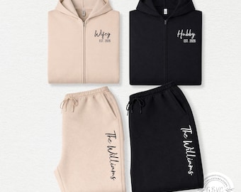 Wifey Hubby Matching Hoodie & Jogger Set: Wedding Day Outfit