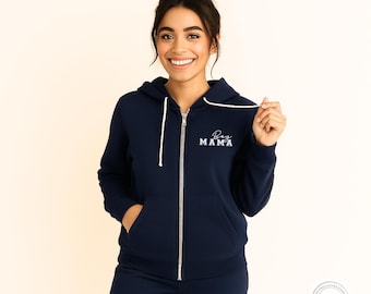 Boy Mama Zip Hoodie & Jogger Set, Cozy Loungewear Gift for Moms, Soft Postpartum Outfit