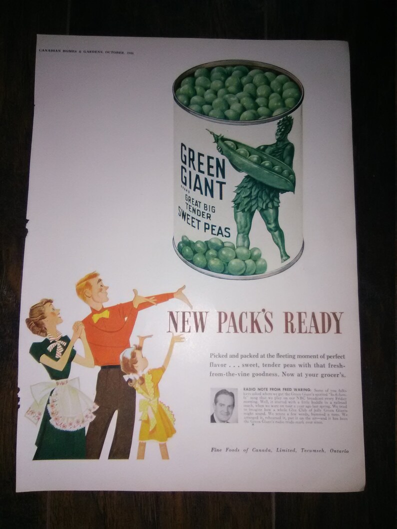 Original Green Giant Advertisement 1948