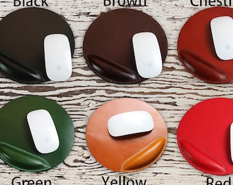 Customized Leather mouse pad with wrist rest 6 colors in 2 different size 1EOSB01