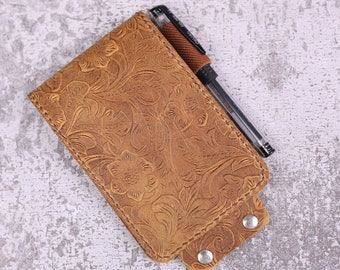 Funda personalizada de 4" x 6" / 3" x 5" para cuaderno de espiral superior, funda de cuero para cuaderno de espiral superior Rite in the Rain de 4" x 6" con cierre EJRR01