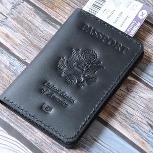 Personalized Leather United States Passport Cover – Hand-Stitched, Germany / United Kingdom / Canada / Australia passport holder - #1BBE