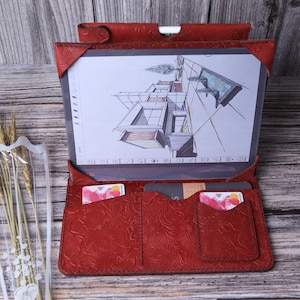 Étui ONYX pour Boox Note Air 4C Go Color 7 en cuir gaufré rouge Coque personnalisée Boox Go 10.3, porte-stylo Organiseur folio BOOX Tab X C 1QCGBX