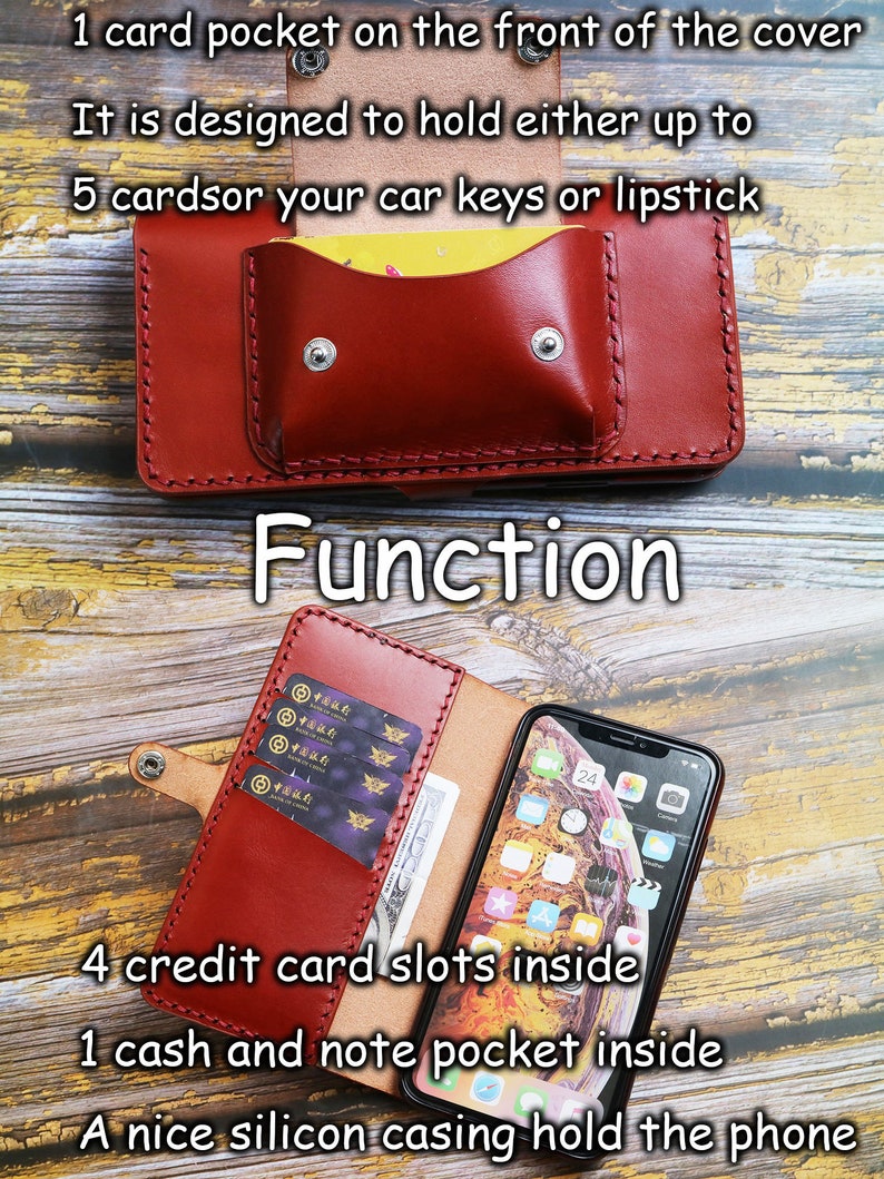 Genuine Leather iPhone 11 11 Pro 11 Pro Max X Xs Max Xr 8 8 Plus Leather Case fit Cards Full Leather