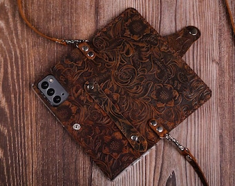 Full Grain Leather Samsung Galaxy Z TriFold Galaxy Z Fold8 Ultra case leather wallet Genuine Real Leather crossbody strap Hand brown 9CDSZ01