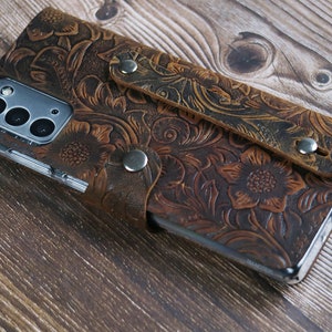 Funda billetera de cuero personalizada con monograma para Samsung Galaxy S25 Edge, S25 Ultra, S25+, S24 FE, S24 Ultra, S24, S21, S23 y S22 Ultra, hecha a mano.