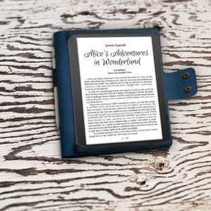 Funda de cuero personalizada Bigme PocketNote S3 color Carve Color X6 Carve Color para tableta, con ranura para tarjetas y portalápices Correa elástica Cuero azul