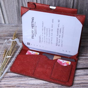 Adatto a Remarkable Paper Pro Case Pelle goffrata rossa Adatto a Remarkable 2 Custodia personalizzata Portapenne per Remarkable 1 Folio Organizer 1QCGRE