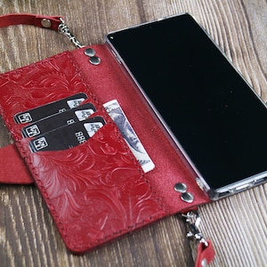 Bandoulière usinée à la main Samsung Galaxy Z Fold6 Z Fold5 Z Fold3 Z Fold4 Z Fold Étui en cuir spécial portefeuille Personnalisation monogramme personnalisé