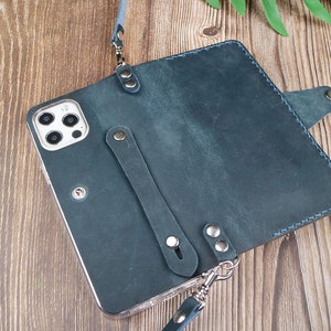 Correa cruzada de cuero cosida a mano para iPhone 16e/16 Plus/15 Pro Max/15 14 Plus/14 Pro Max/13 Pro Max/12 Pro/11 Pro Max Funda de cuero tipo billetera