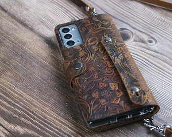 Crossbody Strap Book Style T-Mobile REVVL 8 Pro / 8 / 7 Pro / 7 / 6 Pro / 6 leather case wallet Custom Monogram 1CDVV01