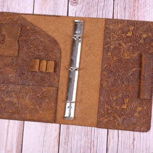 Personalized Leather Portfolio Binder With Zipper, 3 Ring Binder