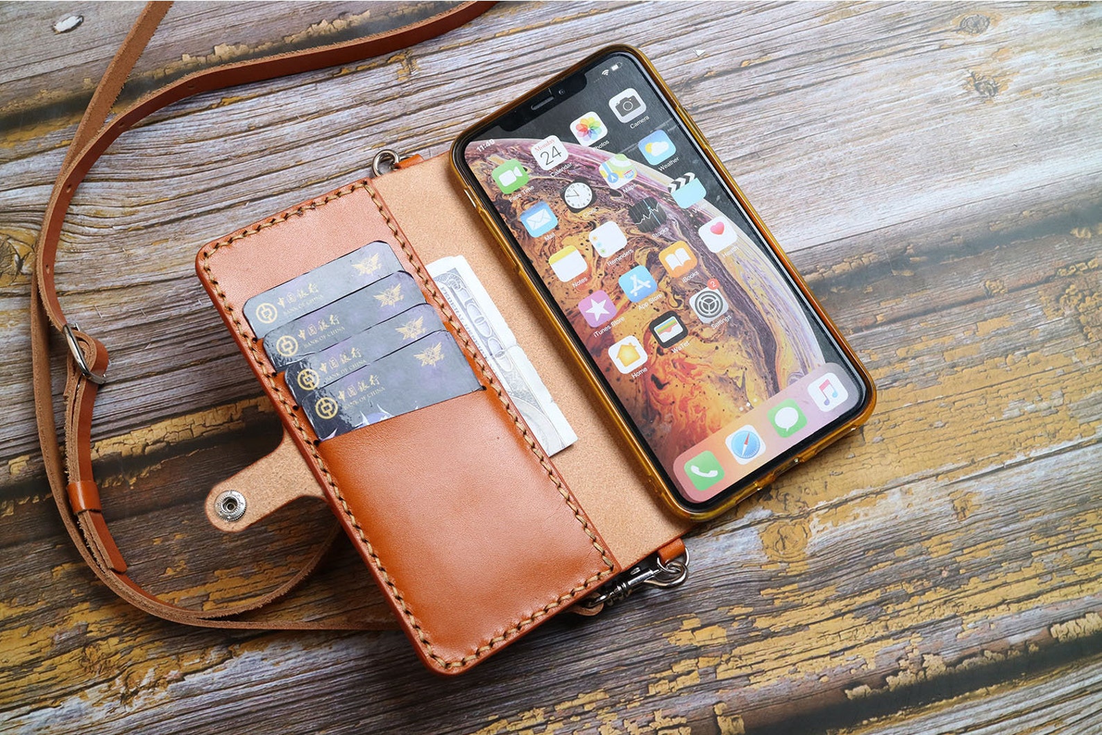 Crossbody Strap Full Leather Iphone 11 5 5s 6 6s 7 8 Plus X Xr Etsy