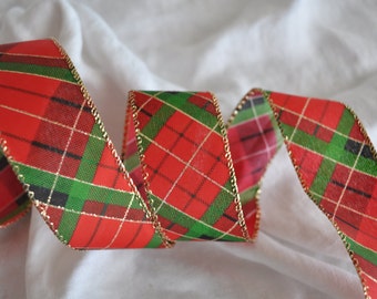 2.5” x 10yd Wool Plaid Christmas Ribbon - Cranberry Christmas Ribbon