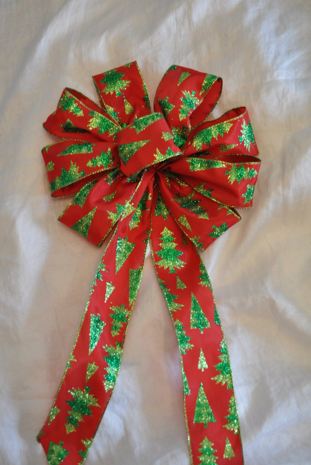 Red & Lime Green Christmas Trees Bow for Wreaths Swags  Etsy