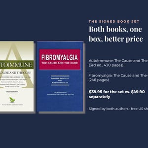 Pu&ograve; includere: Un set di due libri che include Autoimmune: The Cause and The Cure, 3&ordf; edizione, 430 pagine, e Fibromyalgia: The Cause and The Cure, 246 pagine. I libri sono mostrati con testo che descrive il set e gli autori Annesse Brockley e Kristin Urdiales.