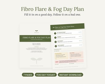 Fibromyalgia Flare Plan Printable, Fibro Fog Toolkit, Flare Day Action Plan, Fridge Sheet & 14 Day Symptom Log PDF