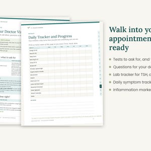 Hashimoto's Workbook Printable, Hypothyroid Diet Guide & 2 Week Meal Plan, Thyroid Food List, Doctor Visit Questions, PDF image 6