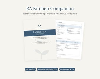 RA Anti Inflammatory Meal Plan Printable, Rheumatoid Arthritis Recipes & Grocery List, Joint Friendly Kitchen Guide PDF