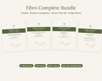 Fibromyalgia Planner Bundle: Fibro Symptom Tracker, Meal Plan, Doctor Visit Binder & Food List (Printable PDF)