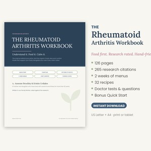 Rheumatoid Arthritis Workbook Printable, RA Diet Guide & 2 Week Meal Plan, Anti Inflammatory Food List, Flare Tracker, PDF image 1