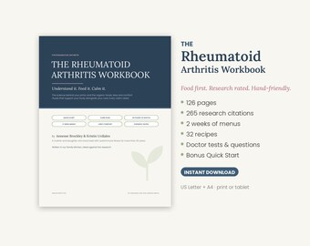 Rheumatoid Arthritis Workbook Printable, RA Diet Guide & 2 Week Meal Plan, Anti Inflammatory Food List, Flare Tracker, PDF
