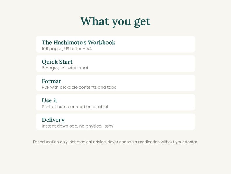 Hashimoto's Workbook Printable, Hypothyroid Diet Guide & 2 Week Meal Plan, Thyroid Food List, Doctor Visit Questions, PDF image 8