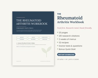 Rheumatoid Arthritis Workbook Printable, RA Diet Guide & 2 Week Meal Plan, Anti Inflammatory Food List, Flare Tracker, PDF