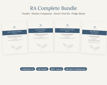 Rheumatoid Arthritis Planner Bundle: RA Tracker, Meal Plan, Doctor Visit Binder & Food List (Printable PDF)