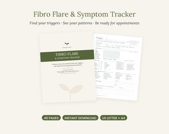 Fibromyalgia Symptom Tracker Printable, Fibro Flare Journal PDF