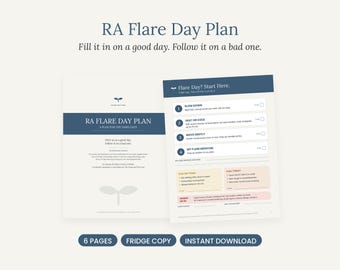 RA Flare Day Plan Printable, Rheumatoid Arthritis Flare Action Plan, Fridge Sheet & 14 Day Flare Log PDF