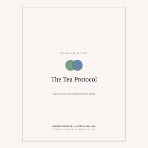 May include: A rectangular book cover with a cream background. The text reads Nature Had It First, The Tea Protocol, Six teas, exact steep temperatures and timing, and Annesse Brockley & Kristin Urdiales, Authors of Autoimmune: The Cause and the Cure.