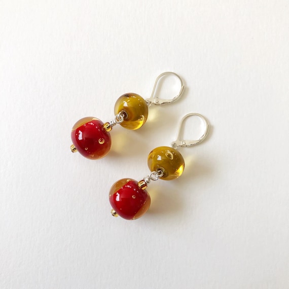 Solid Sterling Silver Two Bead Lever Back Earrings Solid Sterling Silver Two Bead Lever Back Earrings