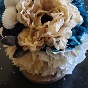 Clearance - Beach-themed bouquet- with shells and silk flowers - final price, not deposit - bouquet toss - bridesmaid bouquet