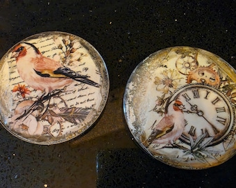 Bird and victorian theme upcycled coasters