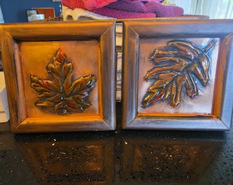 Copper leaf framed Fall wall art