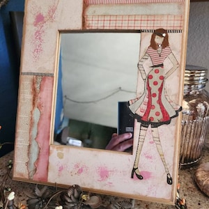 Clearance - Decorated wooden mirror - great for teen room or dorm!