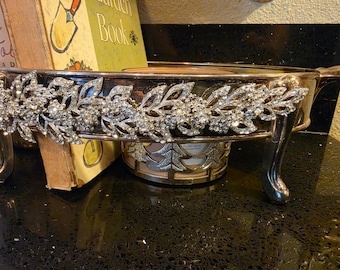 Ornate upcycled chafing dish shelf organizer or book holder