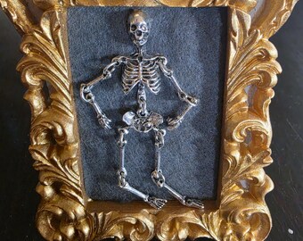 Poseable Skeleton in mini vintage style frame
