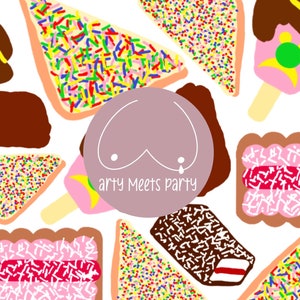 DIGITAL FILE Vegemite Fairy Bread Bubble O’Bill Iced VoVo Tim Tam Lamington Australia Image Dessert Seamless Fabric Download No Watermark